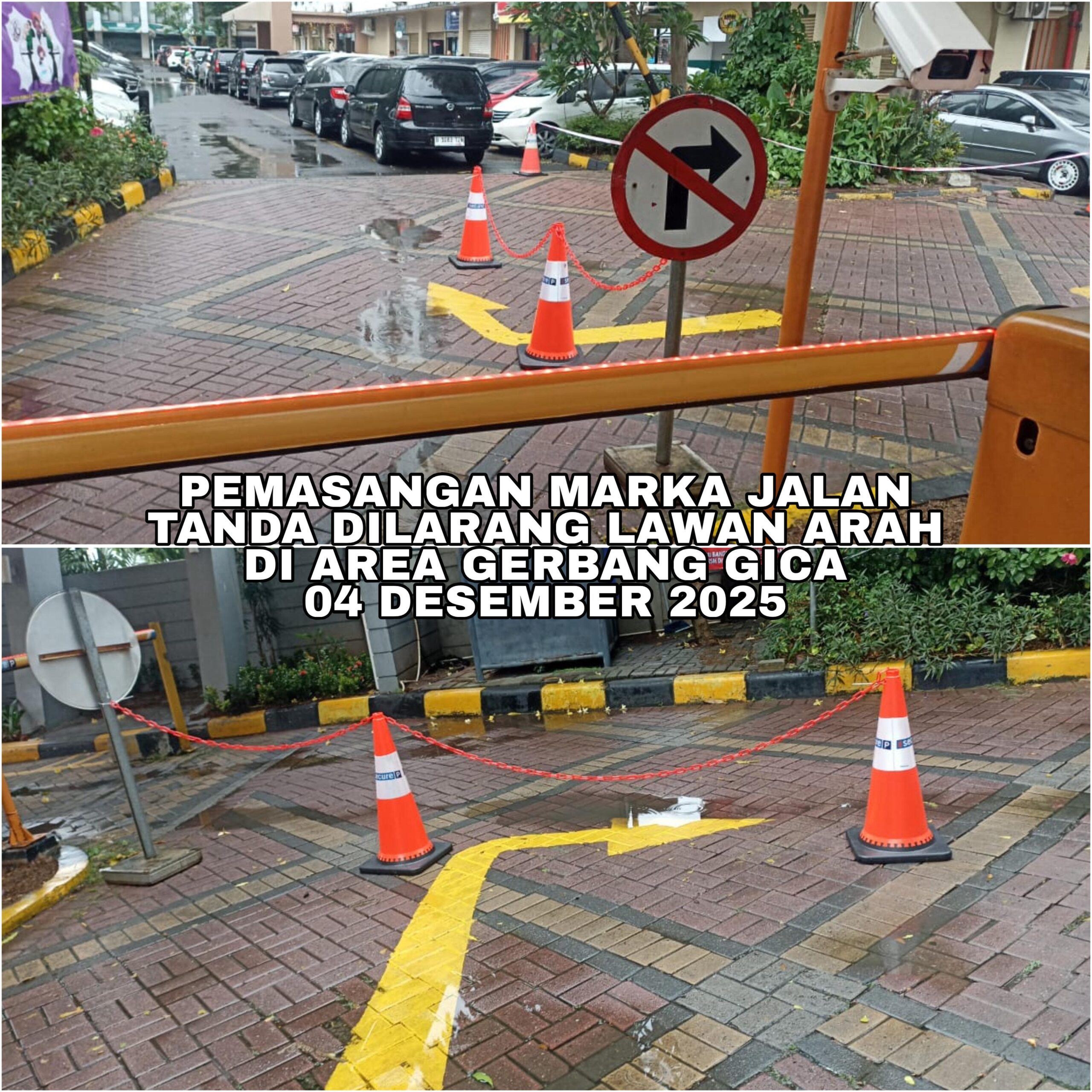 Pemasangan Marka Jalan Tanda Dilarang Lawan Arah