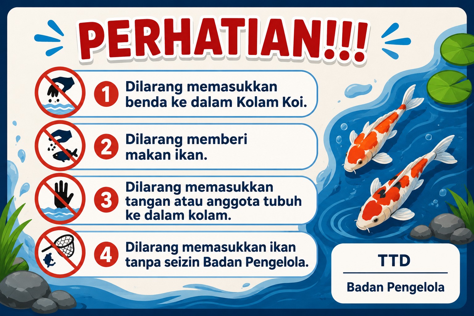 Tata Tertib di Area Kolam Koi