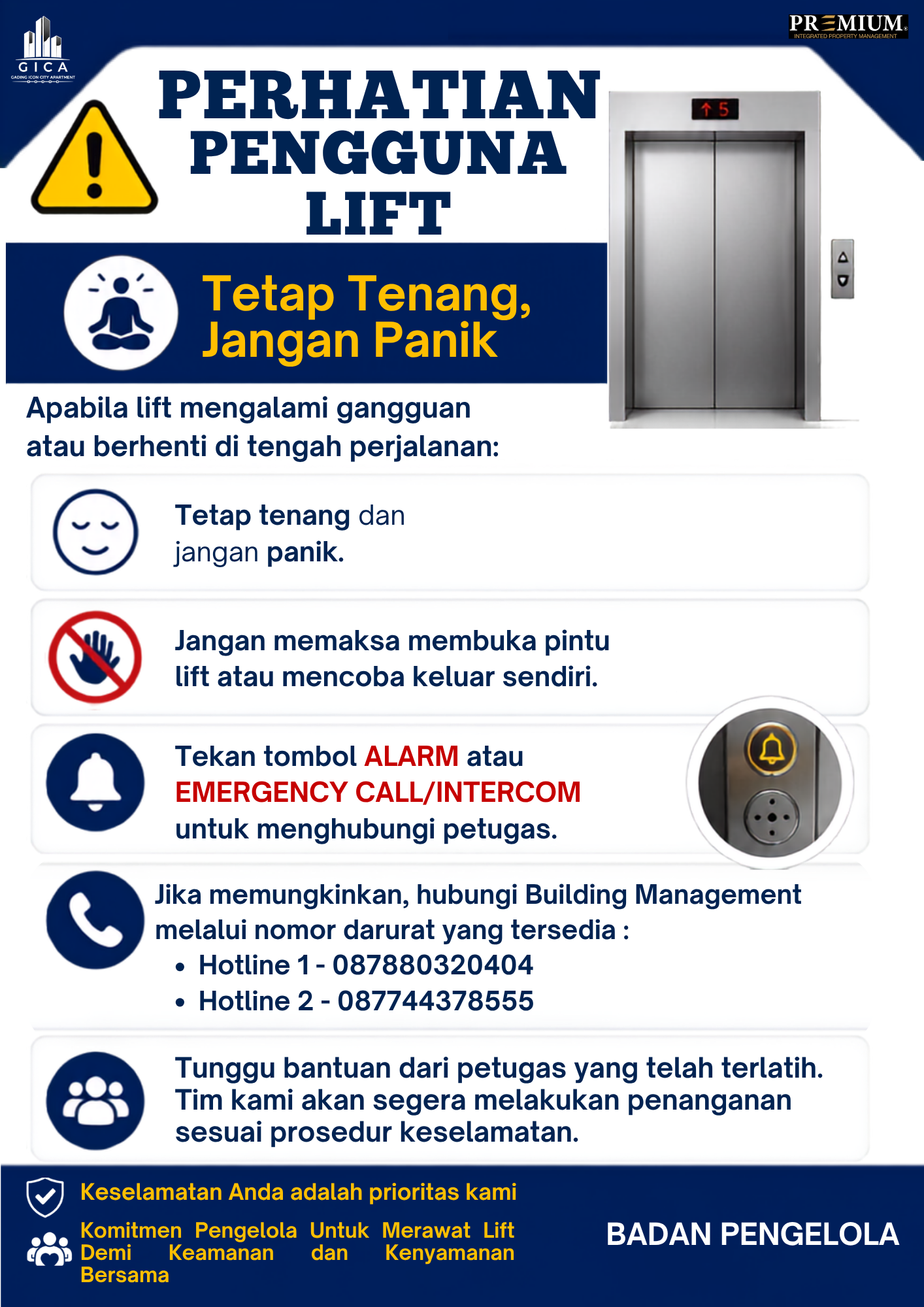 Perhatian untuk Pengguna Lift